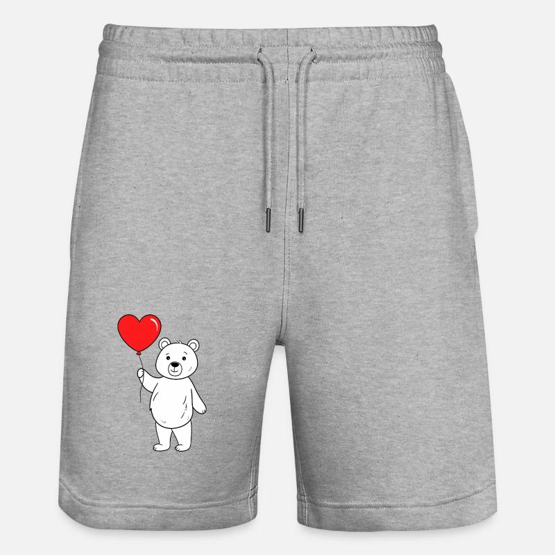 Bär mit Herzluftballon - Stanley/Stella Unisex Bio Joggingshorts Trainer  - Grau meliert