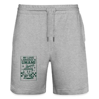 Umami Is Love | Ramen Noodles - Stanley/Stella Trainer Unisex Organic Jogging Shorts - heather grey - Front - Nik (191cm) & Marisol (170cm)