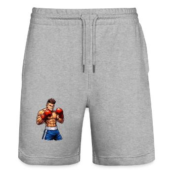 Boxer Boxing Kämpfer - Stanley/Stella Unisex Bio Joggingshorts Trainer  - Grau meliert - Vorne - Nik (191cm) & Marisol (170cm)