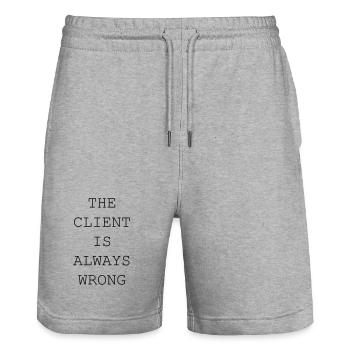 The Client Is Always Wrong – Designer & Freelancer - Stanley/Stella Trainer Unisex Organic Jogging Shorts - heather grey - Front - Nik (191cm) & Marisol (170cm)