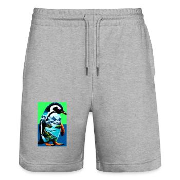 pingouin - Short de jogging bio TRAINER Stanley/Stella unisexe - gris chiné - Devant - Nik (191cm) & Marisol (170cm)