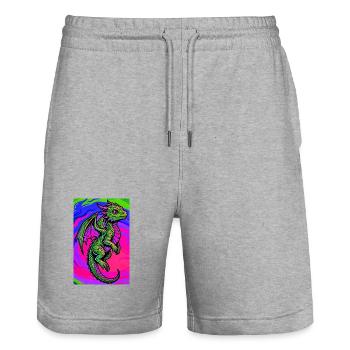 dragon - Stanley/Stella Trainer Unisex Organic Jogging Shorts - heather grey - Front - Nik (191cm) & Marisol (170cm)