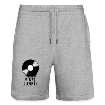 Vinyl Junkie Vinyl Retro Record Graphique Vieilli - Short de jogging bio TRAINER Stanley/Stella unisexe - gris chiné - Devant - Nik (191cm) & Marisol (170cm)