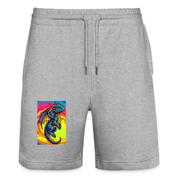 dragon - Stanley/Stella Trainer Unisex Organic Jogging Shorts - heather grey - Front - Nik (191cm) & Marisol (170cm)