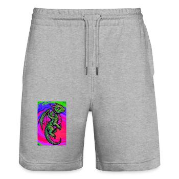 dragon - Stanley/Stella Trainer Unisex Organic Jogging Shorts - heather grey - Front - Nik (191cm) & Marisol (170cm)
