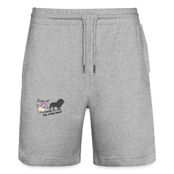 Every cat has a lion heart - Stanley/Stella Trainer Unisex Organic Jogging Shorts - heather grey - Front - Nik (191cm) & Marisol (170cm)