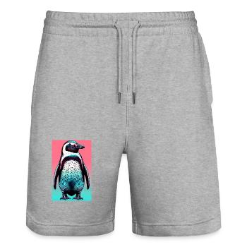 penguin - Stanley/Stella Trainer Unisex Organic Jogging Shorts - heather grey - Front - Nik (191cm) & Marisol (170cm)