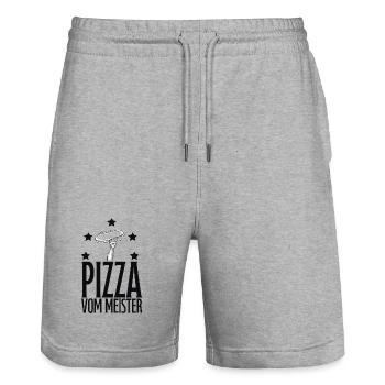 Pizzabäcker, Pizza - Stanley/Stella Unisex Bio Joggingshorts Trainer  - Grau meliert - Vorne - Nik (191cm) & Marisol (170cm)