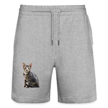Chats Portrait vintage Chat Design de chat - Short de jogging bio TRAINER Stanley/Stella unisexe - gris chiné - Devant - Nik (191cm) & Marisol (170cm)