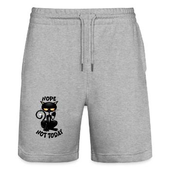 "Nope, Not Today" Black Cat-Meme-Humor - Stanley/Stella Unisex Bio Joggingshorts Trainer  - Grau meliert - Vorne - Nik (191cm) & Marisol (170cm)