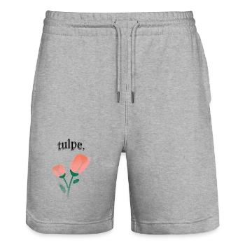 tulpe. - Stanley/Stella Unisex Bio Joggingshorts Trainer  - Grau meliert - Vorne - Nik (191cm) & Marisol (170cm)