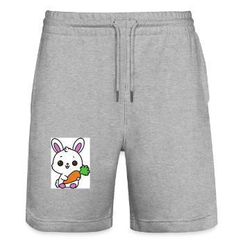 Lapin kawaï  - Short de jogging bio TRAINER Stanley/Stella unisexe - gris chiné - Devant - Nik (191cm) & Marisol (170cm)