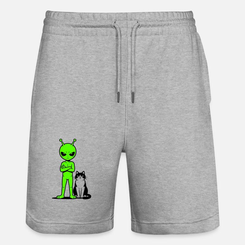 Alien Comic Humor - Stanley/Stella Trainer Unisex Organic Jogging Shorts - heather grey
