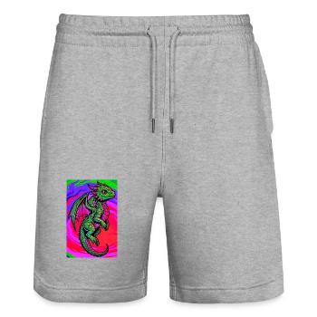 dragon - Stanley/Stella Trainer Unisex Organic Jogging Shorts - heather grey - Front - Nik (191cm) & Marisol (170cm)