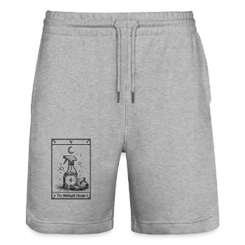 Mitternachtsputz | Tarot Humor Haushalt - Stanley/Stella Unisex Bio Joggingshorts Trainer  - Grau meliert - Vorne - Nik (191cm) & Marisol (170cm)