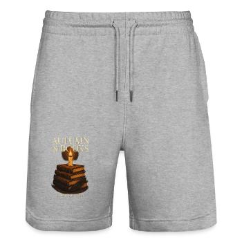 Herbstliche Bücher: Gemütliche Saison - Stanley/Stella Unisex Bio Joggingshorts Trainer  - Grau meliert - Vorne - Nik (191cm) & Marisol (170cm)