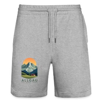 Parc national de l’Allgäu | Montagne Vintage - Short de jogging bio TRAINER Stanley/Stella unisexe - gris chiné - Devant - Nik (191cm) & Marisol (170cm)