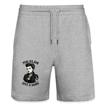Pin-Up Girl: Too Glam to Give a Damn Biker - Stanley/Stella Trainer Unisex Organic Jogging Shorts - heather grey - Front - Nik (191cm) & Marisol (170cm)