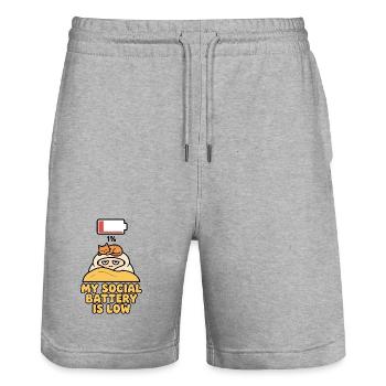 My Social Battery Is Low Katze - Stanley/Stella Unisex Bio Joggingshorts Trainer  - Grau meliert - Vorne - Nik (191cm) & Marisol (170cm)