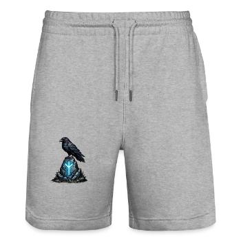 Rabe auf Runenfels mit Leuchtzeichen - Stanley/Stella Unisex Bio Joggingshorts Trainer  - Grau meliert - Vorne - Nik (191cm) & Marisol (170cm)