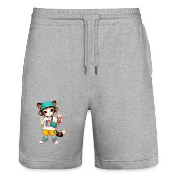Kitten Summer Vibe Tropic - Stanley/Stella Unisex Bio Joggingshorts Trainer  - Grau meliert - Vorne - Nik (191cm) & Marisol (170cm)