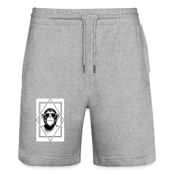 Minimalistischer Affentyp — Schlank, geometrisch, verspielt - Stanley/Stella Unisex Bio Joggingshorts Trainer  - Grau meliert - Vorne - Nik (191cm) & Marisol (170cm)