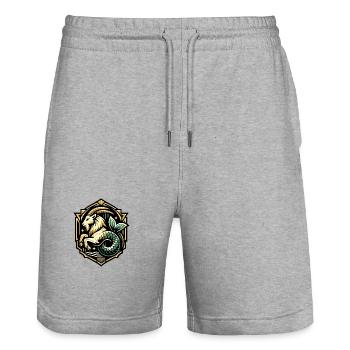 Heraldischer Pferde-Drache - Stanley/Stella Unisex Bio Joggingshorts Trainer  - Grau meliert - Vorne - Nik (191cm) & Marisol (170cm)