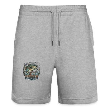 Angeln Logo Wilde Seen Flüsse - Stanley/Stella Unisex Bio Joggingshorts Trainer  - Grau meliert - Vorne - Nik (191cm) & Marisol (170cm)