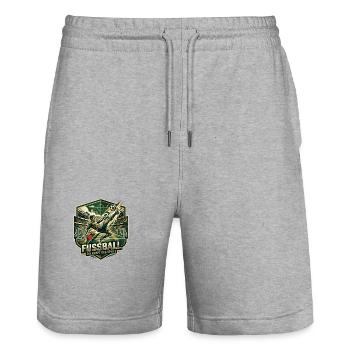 Fußball: Die Kraft des Spiels – Vintage Badge - Stanley/Stella Unisex Bio Joggingshorts Trainer  - Grau meliert - Vorne - Nik (191cm) & Marisol (170cm)
