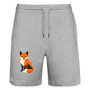 Geometric Fox – Dark Fox Design - Stanley/Stella Trainer Unisex Organic Jogging Shorts - heather grey - Front - Nik (191cm) & Marisol (170cm)