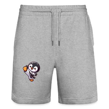 Süßer Cartoon Pinguin Karate Martial Arts - Stanley/Stella Unisex Bio Joggingshorts Trainer  - Grau meliert - Vorne - Nik (191cm) & Marisol (170cm)