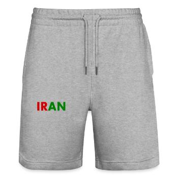 Iran - Stanley/Stella Trainer Unisex Organic Jogging Shorts - heather grey - Front - Nik (191cm) & Marisol (170cm)