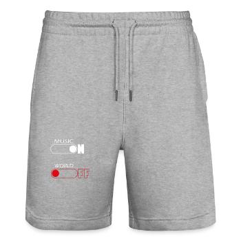 On and Off Buttons, music, world - Short de jogging bio TRAINER Stanley/Stella unisexe - gris chiné - Devant - Nik (191cm) & Marisol (170cm)
