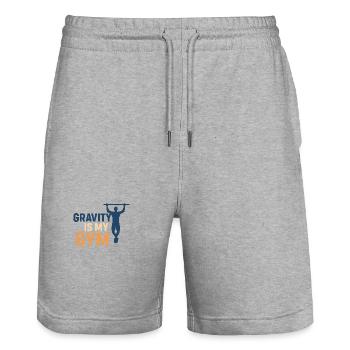 Gravity is My Gym Calisthenics - Stanley/Stella Unisex Bio Joggingshorts Trainer  - Grau meliert - Vorne - Nik (191cm) & Marisol (170cm)