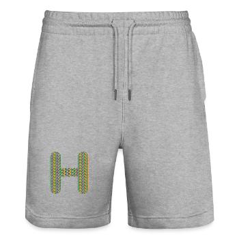 Colorful Heart H Design – Unique & Stylish! - Stanley/Stella Trainer Unisex Organic Jogging Shorts - heather grey - Front - Nik (191cm) & Marisol (170cm)