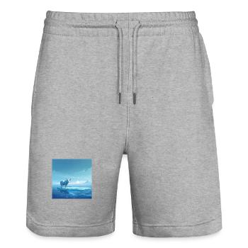 Cow on the ice - Stanley/Stella Trainer Unisex Organic Jogging Shorts - heather grey - Front - Nik (191cm) & Marisol (170cm)