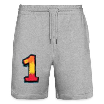 1 Numéro Multicolore - Short de jogging bio TRAINER Stanley/Stella unisexe - gris chiné - Devant - Nik (191cm) & Marisol (170cm)