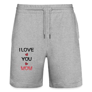 MUTTERTAG. SCHÖNEN MUTTERTAG. MAMA. ICH LIEBE DICH - Stanley/Stella Unisex Bio Joggingshorts Trainer  - Grau meliert - Vorne - Nik (191cm) & Marisol (170cm)