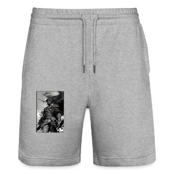Warrior Sword Vintage Black White 3 - Stanley/Stella Trainer Unisex Organic Jogging Shorts - heather grey - Front - Nik (191cm) & Marisol (170cm)