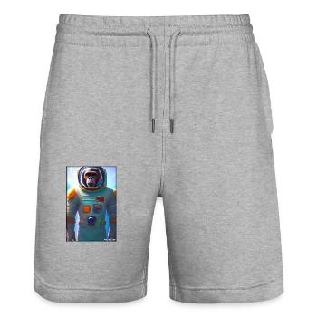Monkey Animal Astronaut Space Travel Universe 7 - Stanley/Stella Trainer Unisex Organic Jogging Shorts - heather grey - Front - Nik (191cm) & Marisol (170cm)