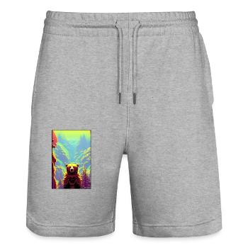 Bear Grizzly Bear Brown Bear Predator Wildlife Forest 7 - Stanley/Stella Trainer Unisex Organic Jogging Shorts - heather grey - Front - Nik (191cm) & Marisol (170cm)