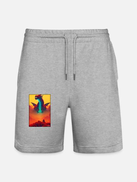Dragon Creature Fantasy - Stanley/Stella Trainer Unisex Organic Jogging Shorts - heather grey