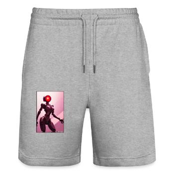 Robot Future Science Machine de science-fiction - Short de jogging bio TRAINER Stanley/Stella unisexe - gris chiné - Devant - Nik (191cm) & Marisol (170cm)