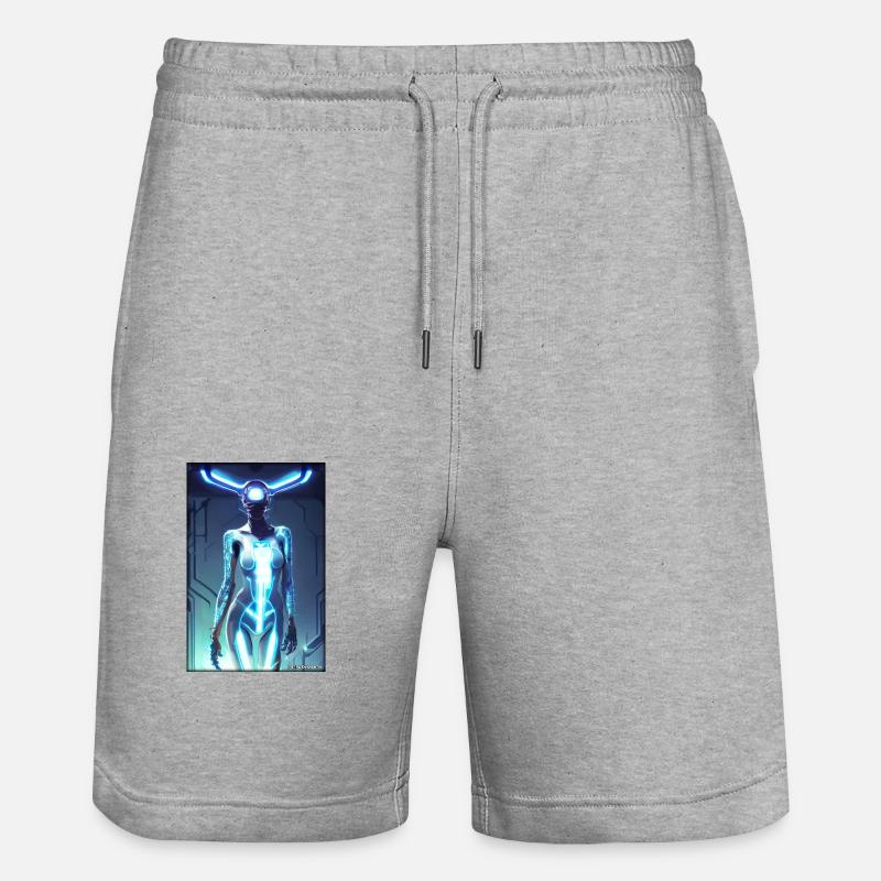 Robot Future Science Sci-Fi Machine - Stanley/Stella Trainer Unisex Organic Jogging Shorts - heather grey