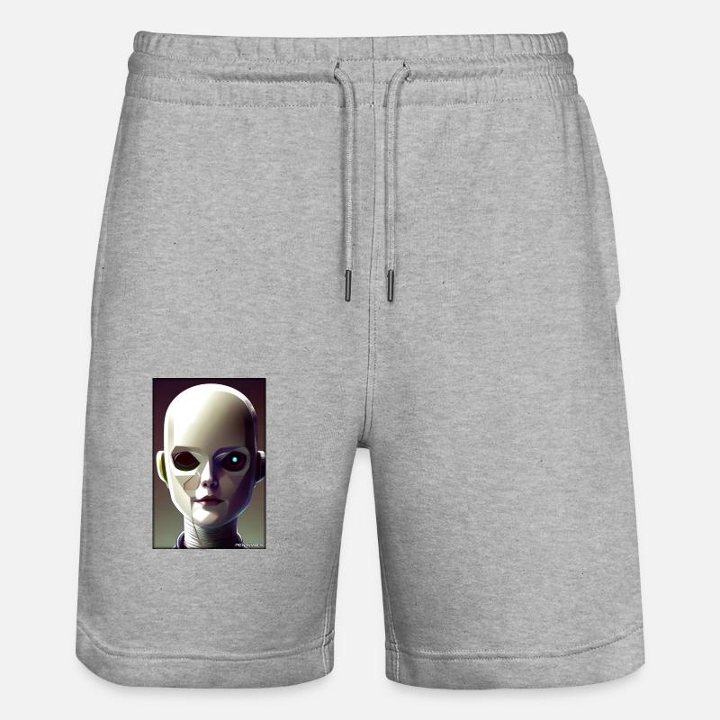 Robot Future Technology Science Android - Stanley/Stella Trainer Unisex Organic Jogging Shorts - heather grey