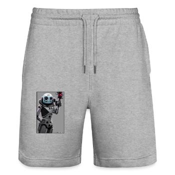 Robot Future Technology Science Android - Stanley/Stella Trainer Unisex Organic Jogging Shorts - heather grey - Front - Nik (191cm) & Marisol (170cm)