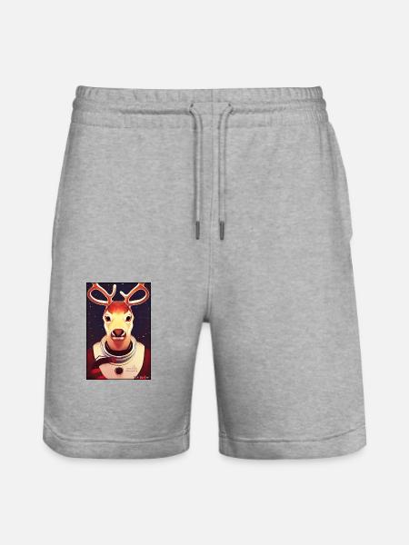 Reindeer Astronaut Future Sci-Fi Technology - Stanley/Stella Trainer Unisex Organic Jogging Shorts - heather grey