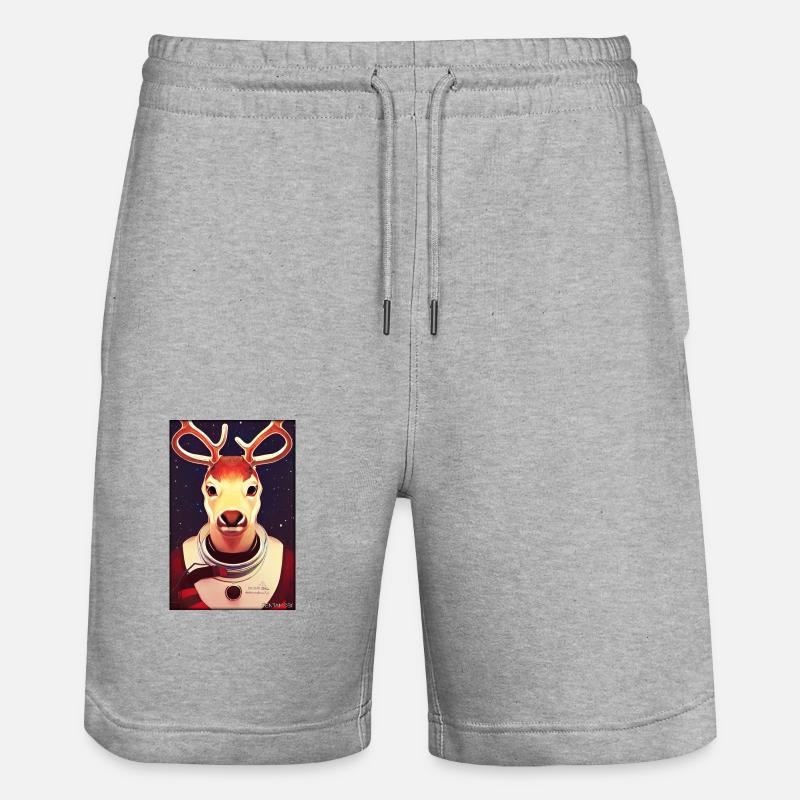 Reindeer Astronaut Future Sci-Fi Technology - Stanley/Stella Trainer Unisex Organic Jogging Shorts - heather grey