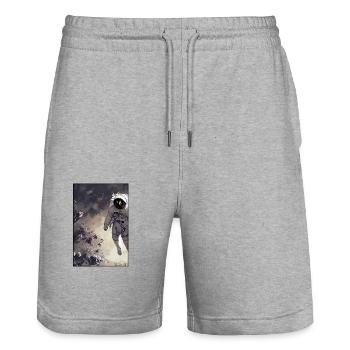 Astronaut Future Sci-Fi Technology - Stanley/Stella Trainer Unisex Organic Jogging Shorts - heather grey - Front - Nik (191cm) & Marisol (170cm)