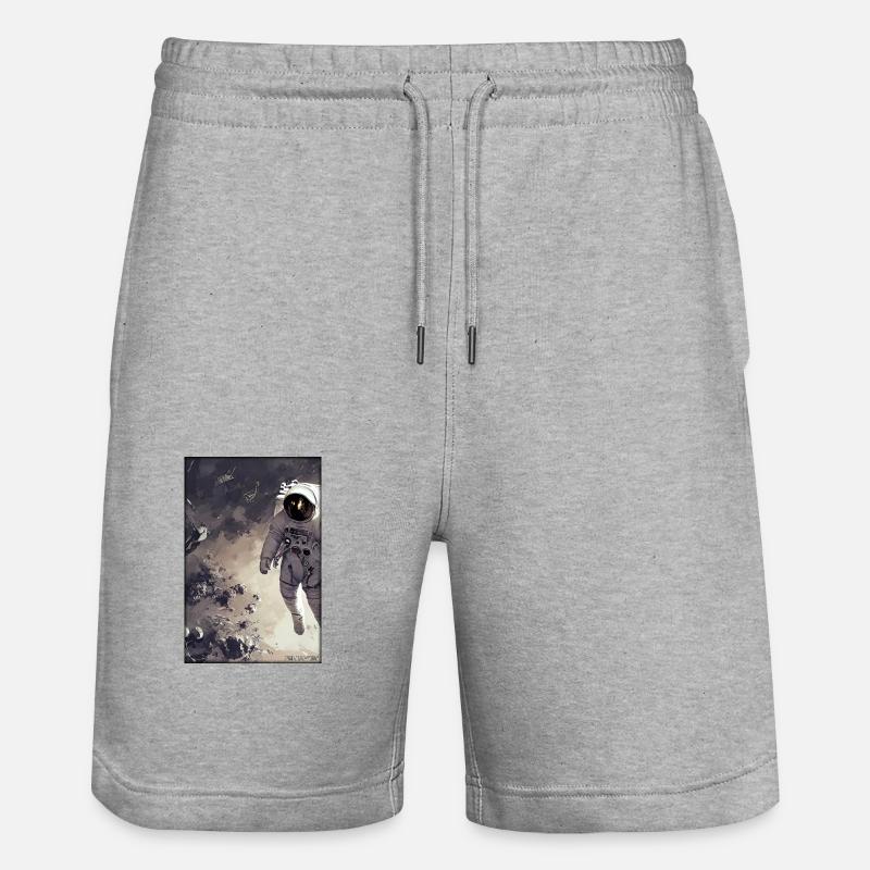 Astronaut Future Sci-Fi Technology - Stanley/Stella Trainer Unisex Organic Jogging Shorts - heather grey